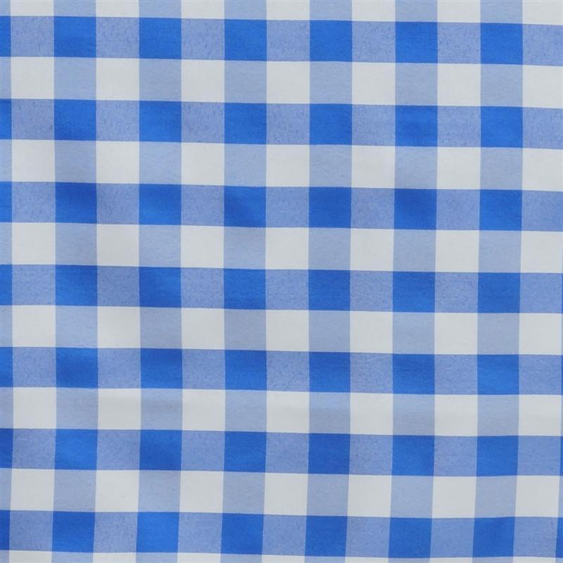 60" x 126" Checkered Gingham Polyester Tablecloth - Blue and White TAB_CHK60126_BLUE