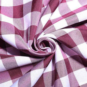 60" x 126" Checkered Gingham Polyester Tablecloth - Burgundy and White TAB_CHK60126_BURG
