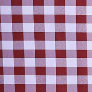 60" x 126" Checkered Gingham Polyester Tablecloth - Burgundy and White TAB_CHK60126_BURG