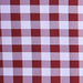 60" x 126" Checkered Gingham Polyester Tablecloth - Burgundy and White TAB_CHK60126_BURG