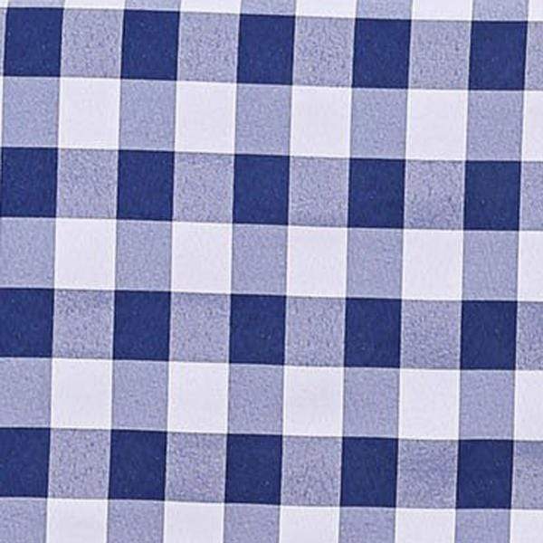 60" x 126" Checkered Gingham Polyester Tablecloth - Navy Blue and White TAB_CHK60126_NAVY