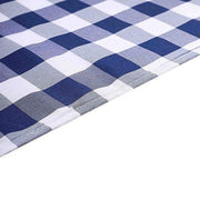 60" x 126" Checkered Gingham Polyester Tablecloth - Navy Blue and White TAB_CHK60126_NAVY