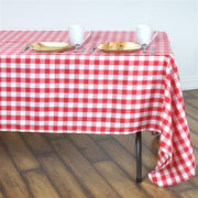 60" x 126" Checkered Gingham Polyester Tablecloth - Red TAB_CHK60126_RED