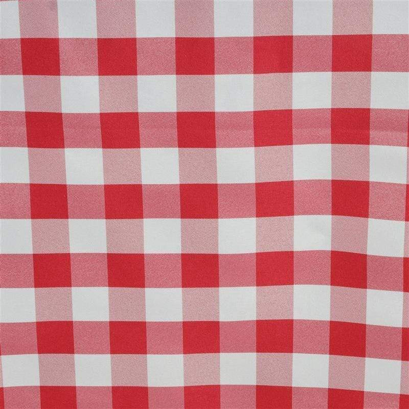 60" x 126" Checkered Gingham Polyester Tablecloth - Red TAB_CHK60126_RED