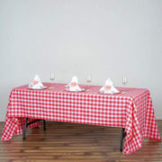 60" x 126" Checkered Gingham Polyester Tablecloth - Red TAB_CHK60126_RED