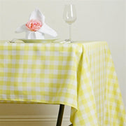 60" x 126" Checkered Gingham Polyester Tablecloth - Yellow TAB_CHK60126_YEL