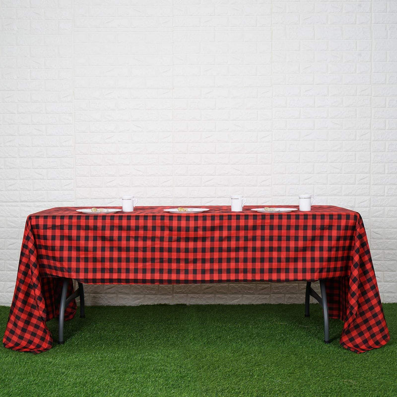 60" x 126" Checkered Gingham Polyester Tablecloth