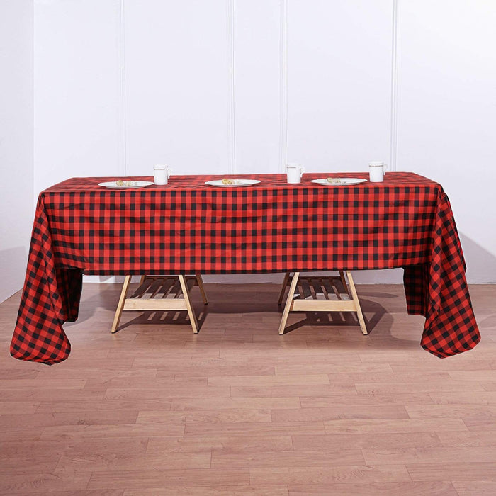 60" x 126" Checkered Gingham Polyester Tablecloth