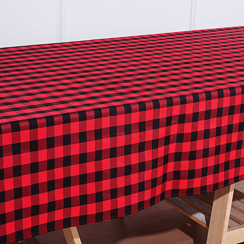60" x 126" Checkered Gingham Polyester Tablecloth