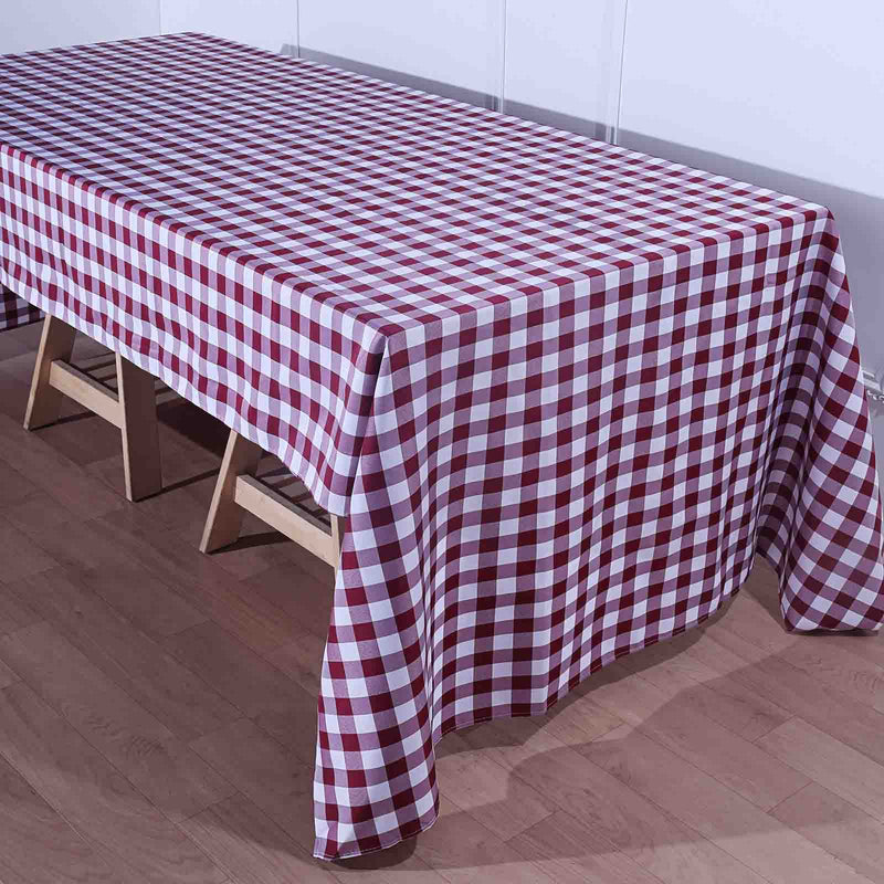 60" x 126" Checkered Gingham Polyester Tablecloth
