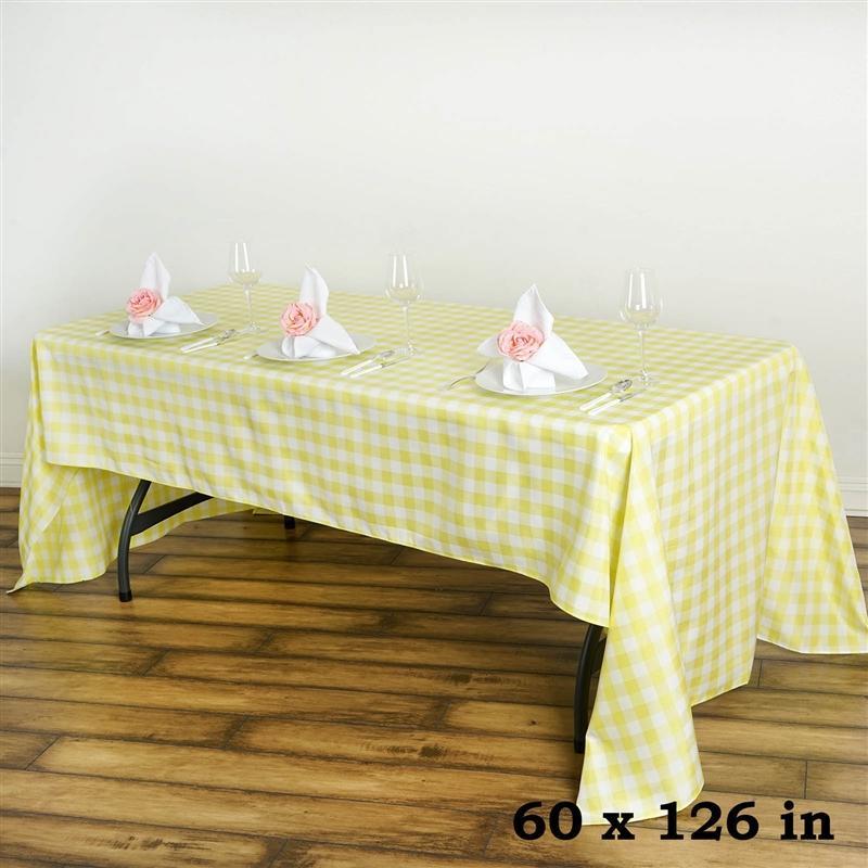 60" x 126" Checkered Gingham Polyester Tablecloth