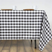 60" x 126" Checkered Gingham Polyester Tablecloth - Black TAB_CHK60126_BLK