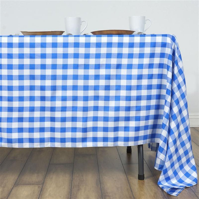 60" x 126" Checkered Gingham Polyester Tablecloth TAB_CHK60126_BLUE