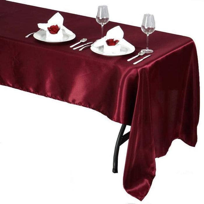 60" x 126" Satin Rectangular Tablecloth - Burgundy TAB_STN_60126_BURG
