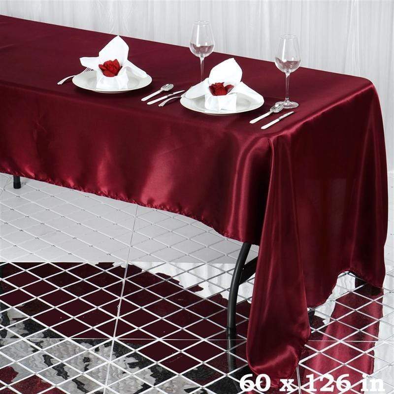 60" x 126" Satin Rectangular Tablecloth - Burgundy TAB_STN_60126_BURG