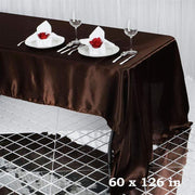 60" x 126" Satin Rectangular Tablecloth - Chocolate Brown TAB_STN_60126_CHOC