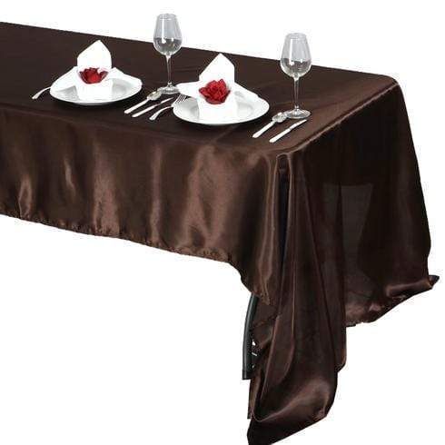 60" x 126" Satin Rectangular Tablecloth - Chocolate Brown TAB_STN_60126_CHOC