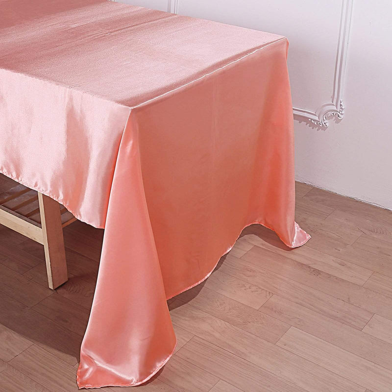 60" x 126" Satin Rectangular Tablecloth - Coral TAB_STN_60126_CORL