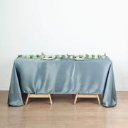 60" x 126" Satin Rectangular Tablecloth - Dusty Blue TAB_STN_60126_086