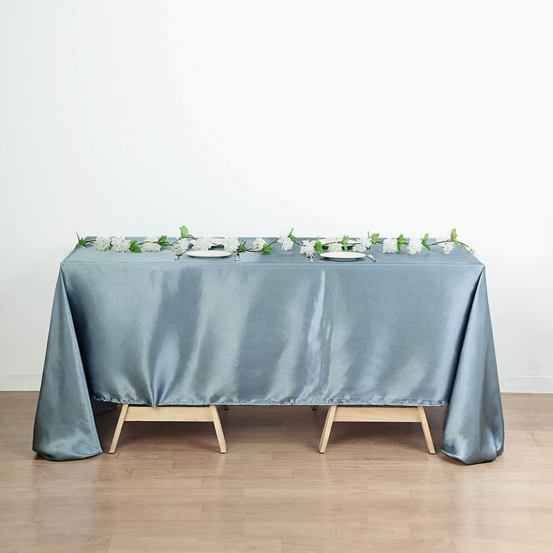 60" x 126" Satin Rectangular Tablecloth - Dusty Blue TAB_STN_60126_086