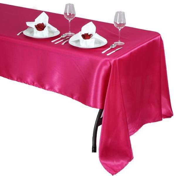 60" x 126" Satin Rectangular Tablecloth - Fuchsia TAB_STN_60126_FUSH
