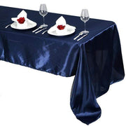60" x 126" Satin Rectangular Tablecloth - Navy Blue TAB_STN_60126_NAVY