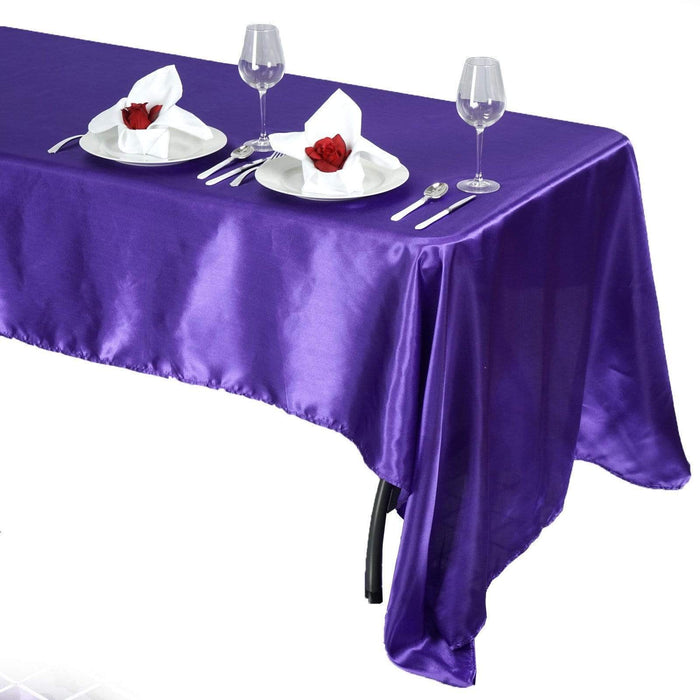 60" x 126" Satin Rectangular Tablecloth - Purple TAB_STN_60126_PURP