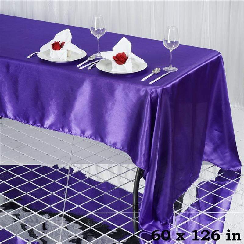 60" x 126" Satin Rectangular Tablecloth - Purple TAB_STN_60126_PURP