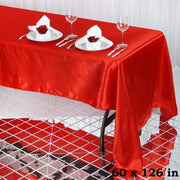 60" x 126" Satin Rectangular Tablecloth - Red TAB_STN_60126_RED
