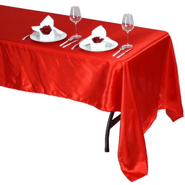 60" x 126" Satin Rectangular Tablecloth - Red TAB_STN_60126_RED