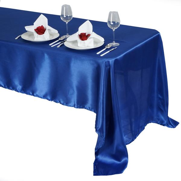 60" x 126" Satin Rectangular Tablecloth - Royal Blue TAB_STN_60126_ROY