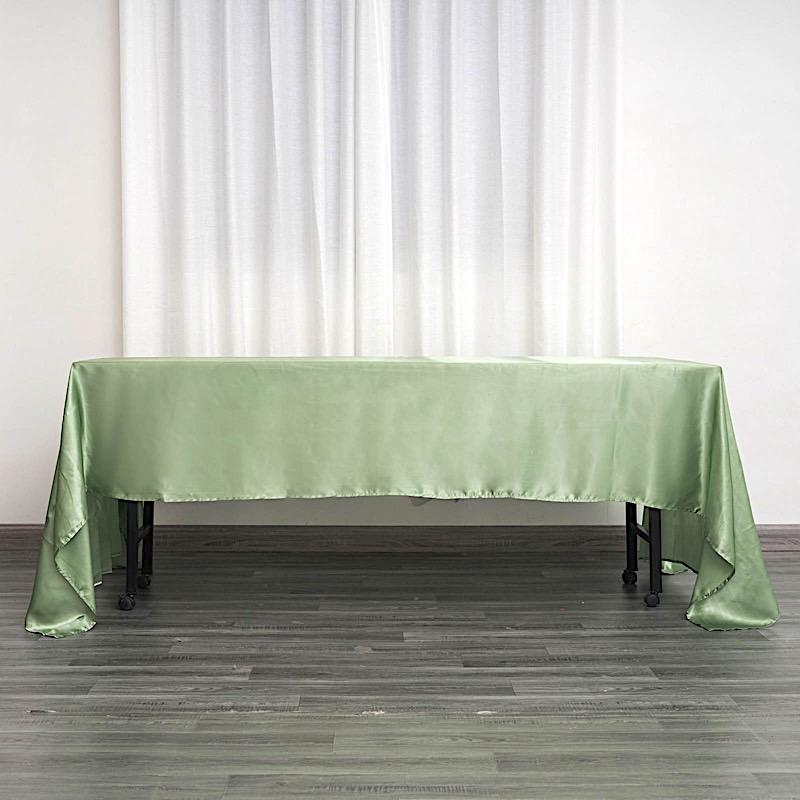 60" x 126" Satin Rectangular Tablecloth - Sage Green TAB_STN_60126_SAGE