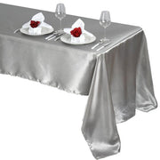 60" x 126" Satin Rectangular Tablecloth - Silver Light Gray TAB_STN_60126_SILV