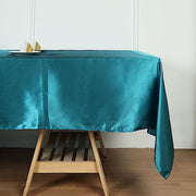 60" x 126" Satin Rectangular Tablecloth - Teal TAB_STN_60126_TEAL