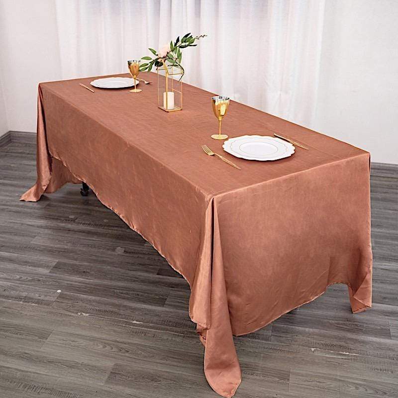 60" x 126" Satin Rectangular Tablecloth - Terracotta TAB_STN_60126_TERC