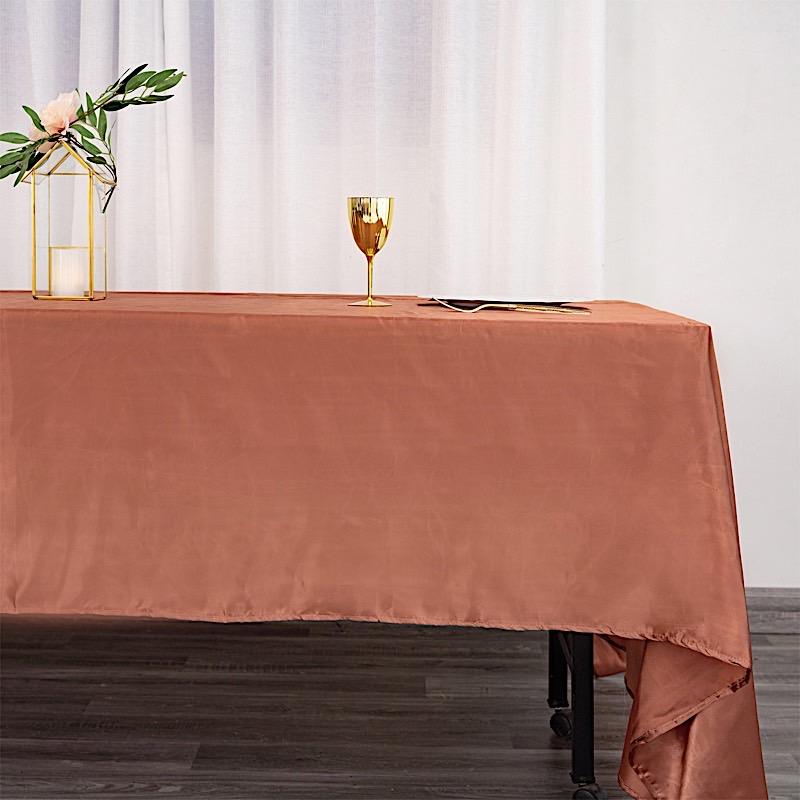 60" x 126" Satin Rectangular Tablecloth - Terracotta TAB_STN_60126_TERC