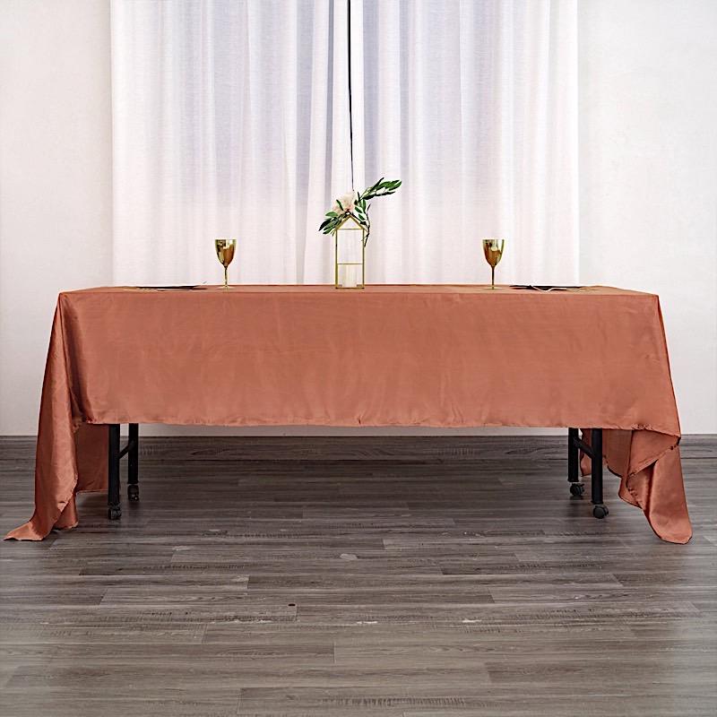 60" x 126" Satin Rectangular Tablecloth - Terracotta TAB_STN_60126_TERC