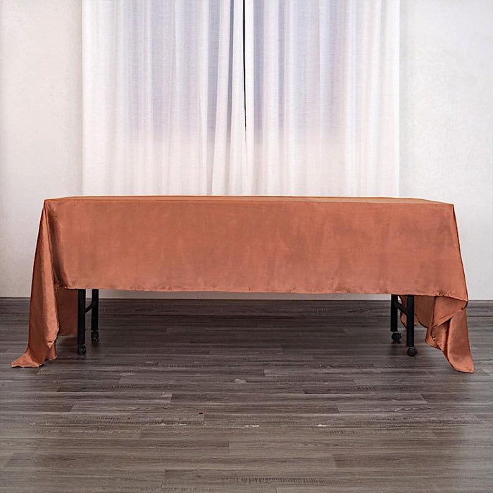 60" x 126" Satin Rectangular Tablecloth - Terracotta TAB_STN_60126_TERC