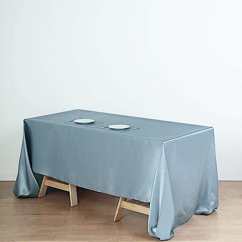 60" x 126" Satin Rectangular Tablecloth - Dusty Blue TAB_STN_60126_086