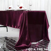 60" x 126" Satin Rectangular Tablecloth - Eggplant Purple TAB_STN_60126_EGG