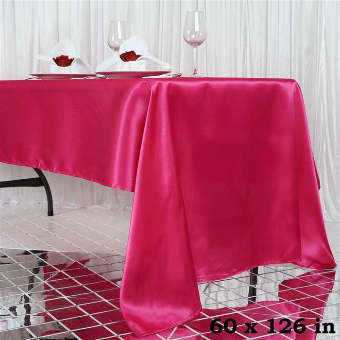 60" x 126" Satin Rectangular Tablecloth - Fuchsia TAB_STN_60126_FUSH