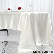 60" x 126" Satin Rectangular Tablecloth - Ivory TAB_STN_60126_IVR
