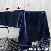 60" x 126" Satin Rectangular Tablecloth - Navy Blue TAB_STN_60126_NAVY