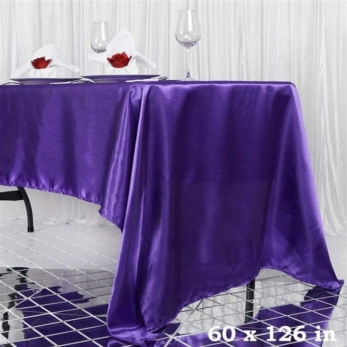 60" x 126" Satin Rectangular Tablecloth - Purple TAB_STN_60126_PURP