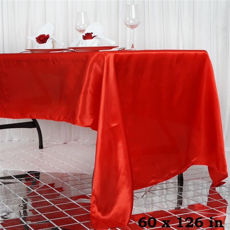 60" x 126" Satin Rectangular Tablecloth - Red TAB_STN_60126_RED
