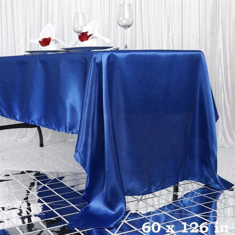 60" x 126" Satin Rectangular Tablecloth - Royal Blue TAB_STN_60126_ROY