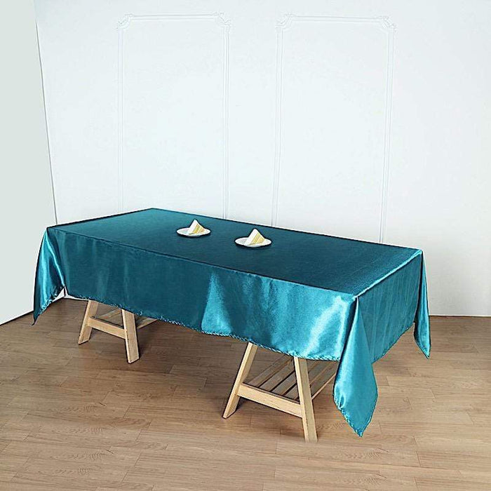 60" x 126" Satin Rectangular Tablecloth - Teal TAB_STN_60126_TEAL