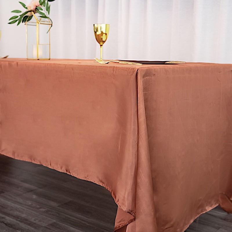 60" x 126" Satin Rectangular Tablecloth - Terracotta TAB_STN_60126_TERC