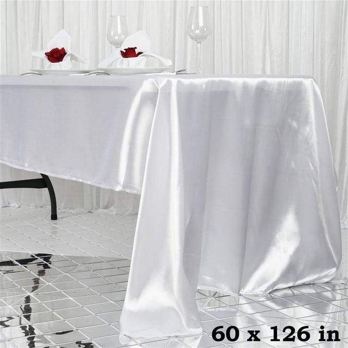 60" x 126" Satin Rectangular Tablecloth TAB_STN_60126_WHT