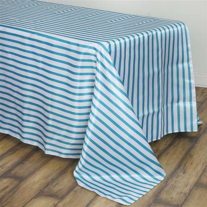 60" x 126" Satin Stripes Rectangular Tablecloth TAB_14_60126_TURQ